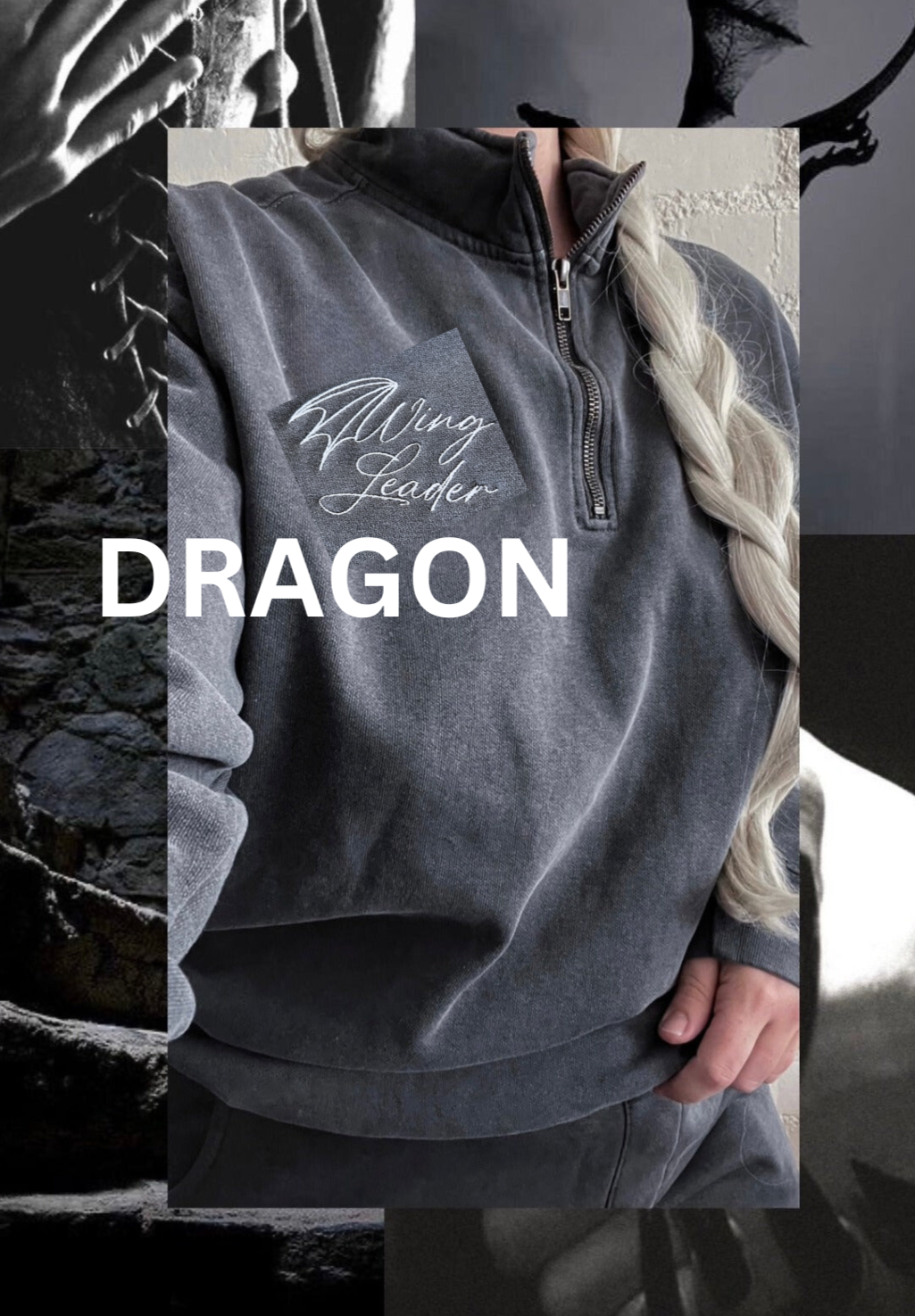 Ready To Ship- DRAGON Wing Leader Quarter-Zip Sweatshirt – Royal Coven